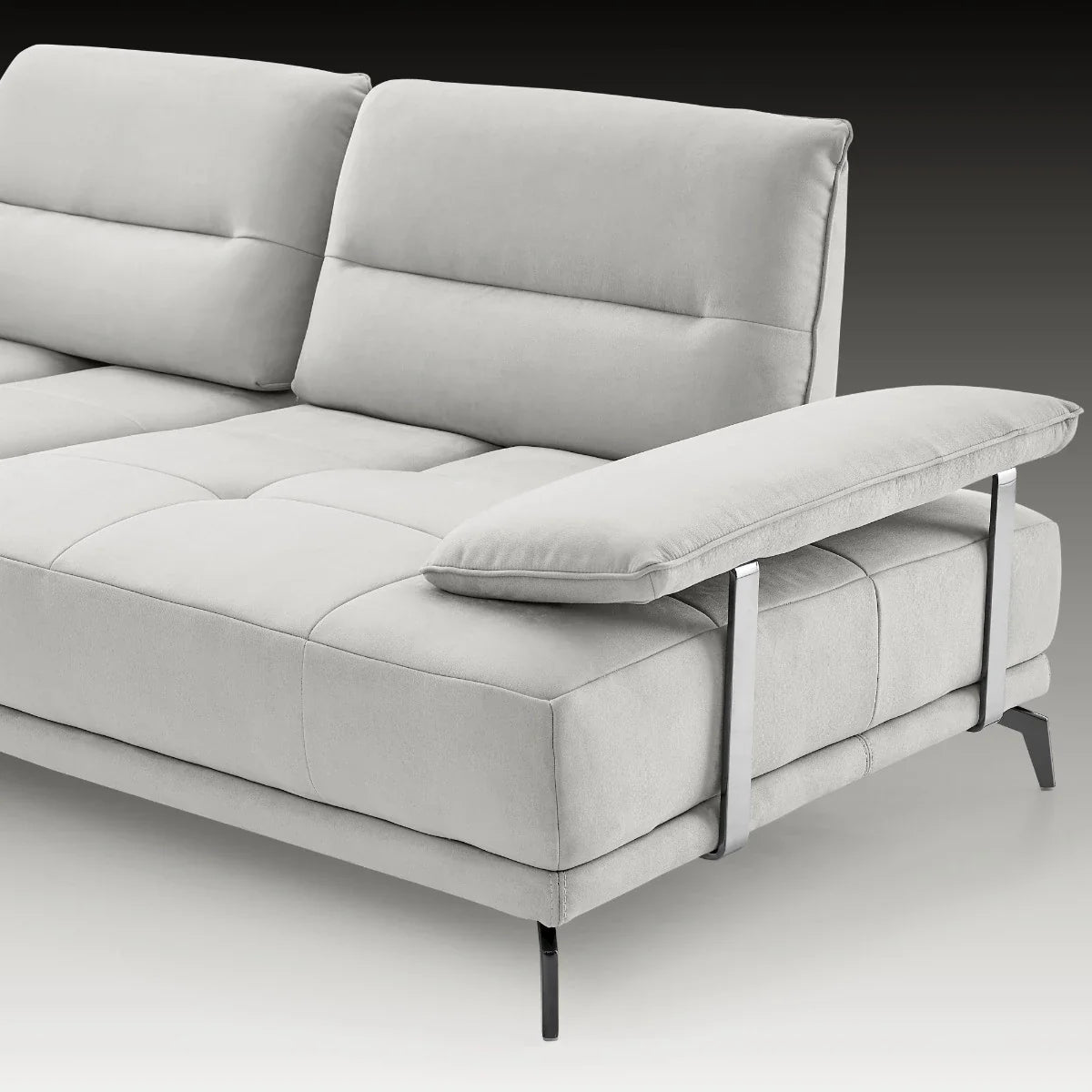 Eleganto 5 pc Sectional with Power Motion Backrests, Silver Gray Fabric