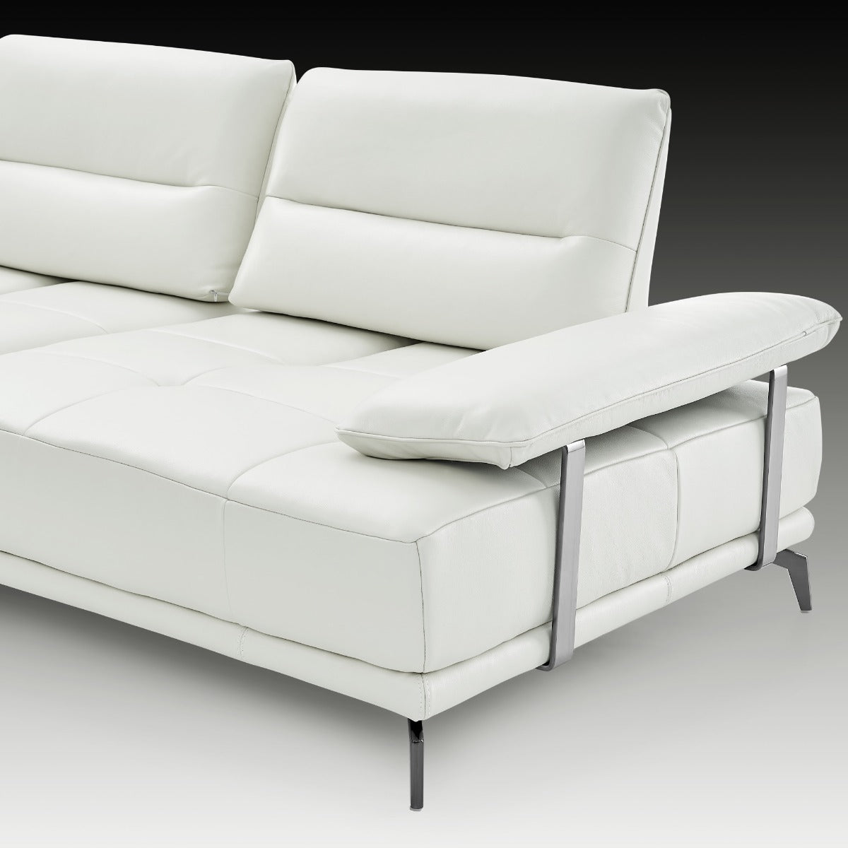 Eleganto 5 pc Sectional with Power Motion Backrests, Alabaster Leather