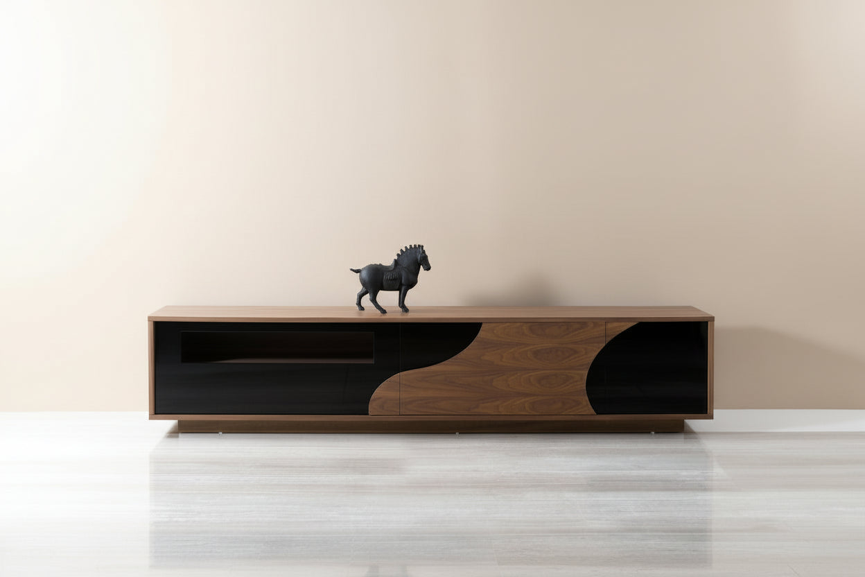 101F wooden TV stand with the horse sculpture