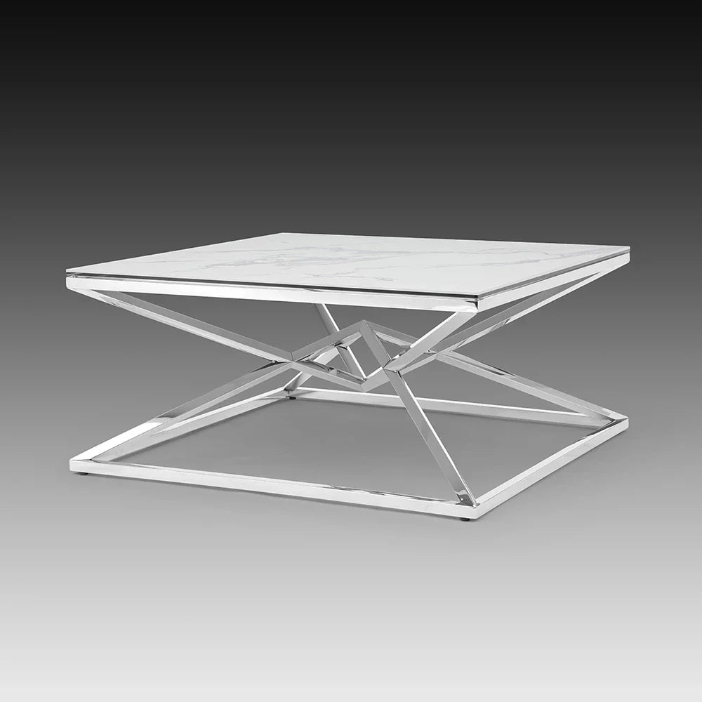 Pyramid Coffee Table, Ceramic White Gloss | Creative Furniture