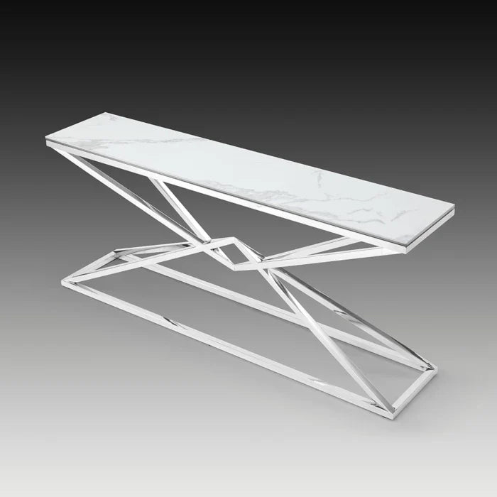 Pyramid Console Table, Ceramic White Gloss