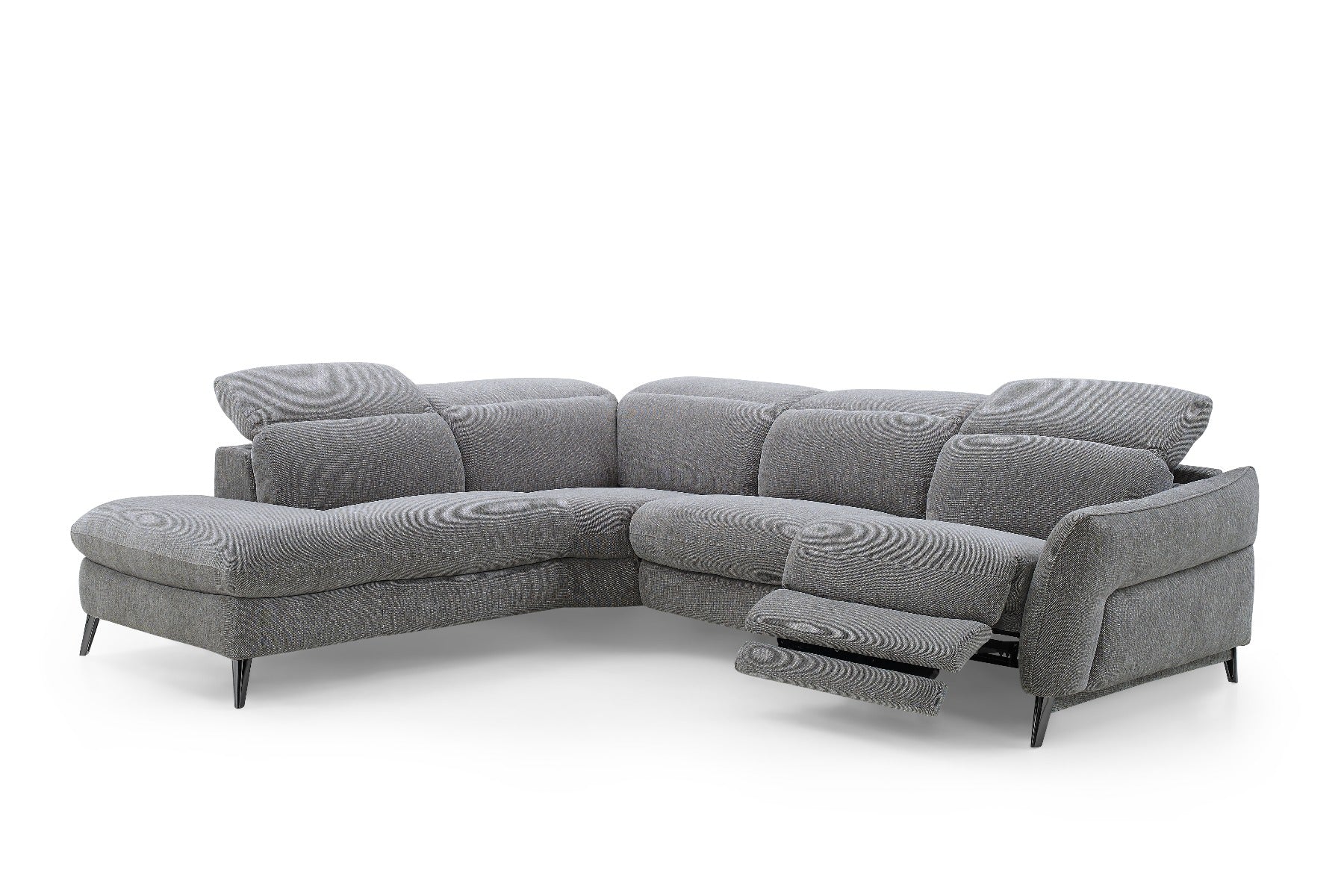 Swan Fabric Sectional with Two Recliners, Wild Dove| Creative Furniture