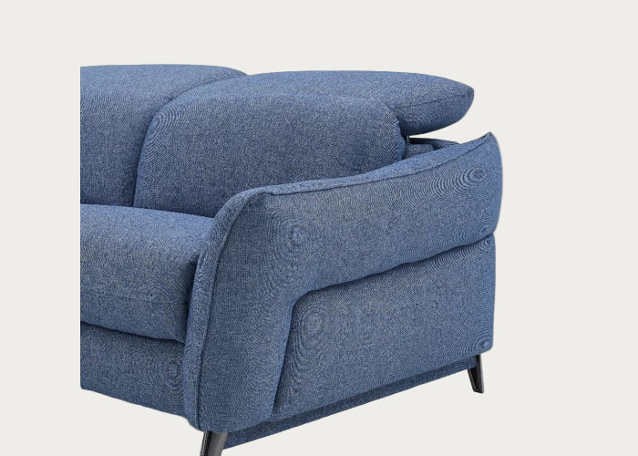 Swan Fabric Sectional with Two Recliners, Denim Blue| Creative Furniture