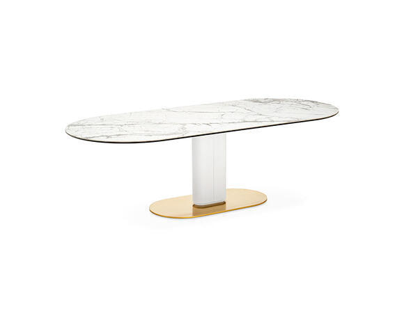 Calligaris Cameo 4124-FE250 modern table with a non-extending elliptical top | Made to Order