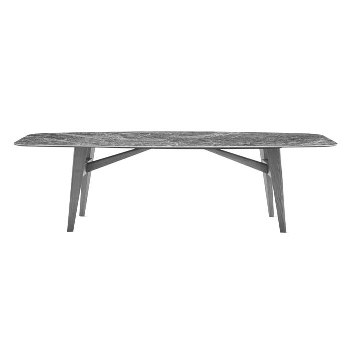 Calligaris Abrey 4127-FB250 Table with Elliptical Fixed Top and Wooden Base