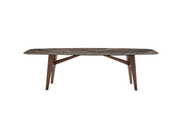 Calligaris Abrey 4127-FB250 Table with Elliptical Fixed Top and Wooden Base