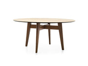 Calligaris Abrey 4127- FD140 table with round fixed top and wooden legs | Quick Ship