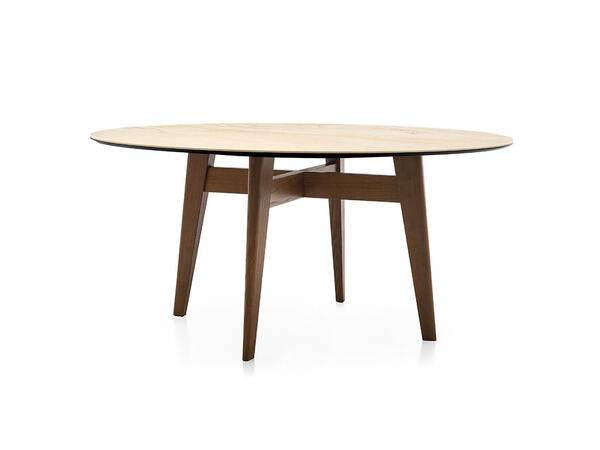 Calligaris Abrey 4127- FD140 table with round fixed top and wooden legs | Quick Ship