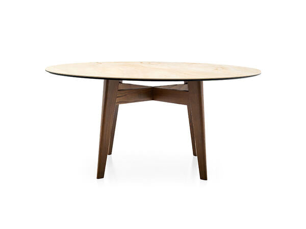 Calligaris Abrey 4127- FD140 table with round fixed top and wooden legs | Quick Ship