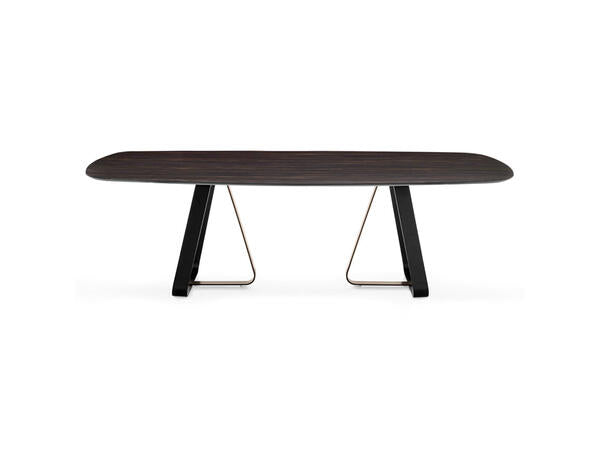 Calligaris Sunshine 4128-FS200 modern table with elliptical top and metal base | Made to Order