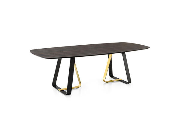 Calligaris Sunshine 4128-FS250 modern table with elliptical top and metal base | Made to Order