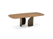 Calligaris Twins 4153-FS200 dining table with wooden elliptical top and metal pedestal | Quick Ship