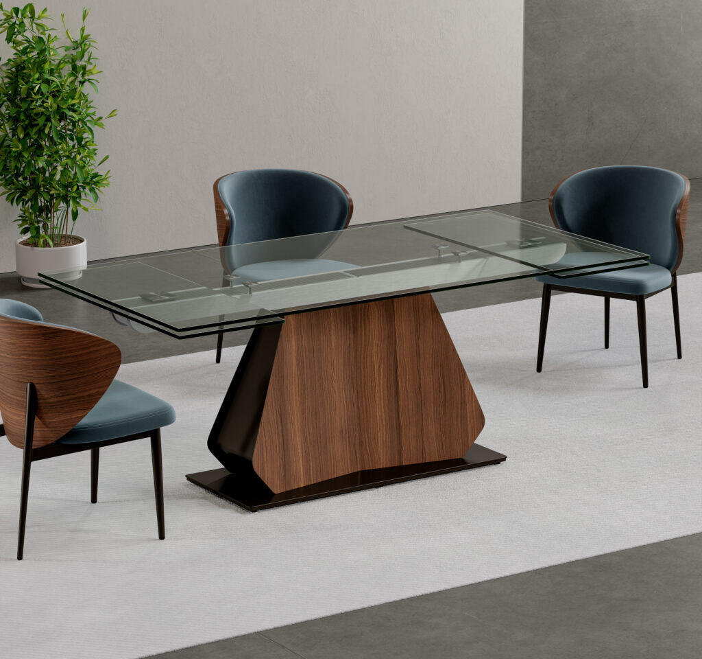 Elite Modern Gea Extension Dining Table with Glass Top