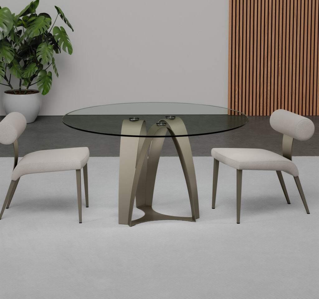 Elite Modern Duomo Round Dining Table with Glass Top