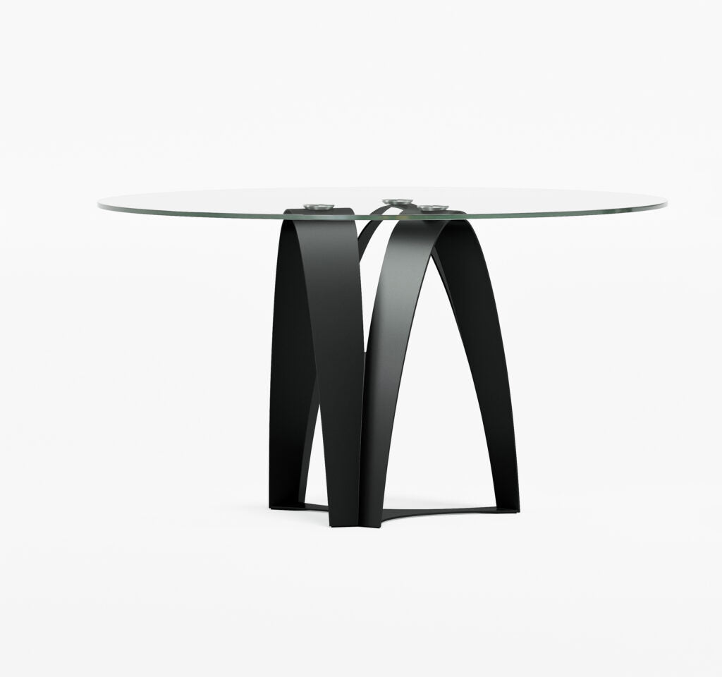 Elite Modern Duomo Round Dining Table with Glass Top