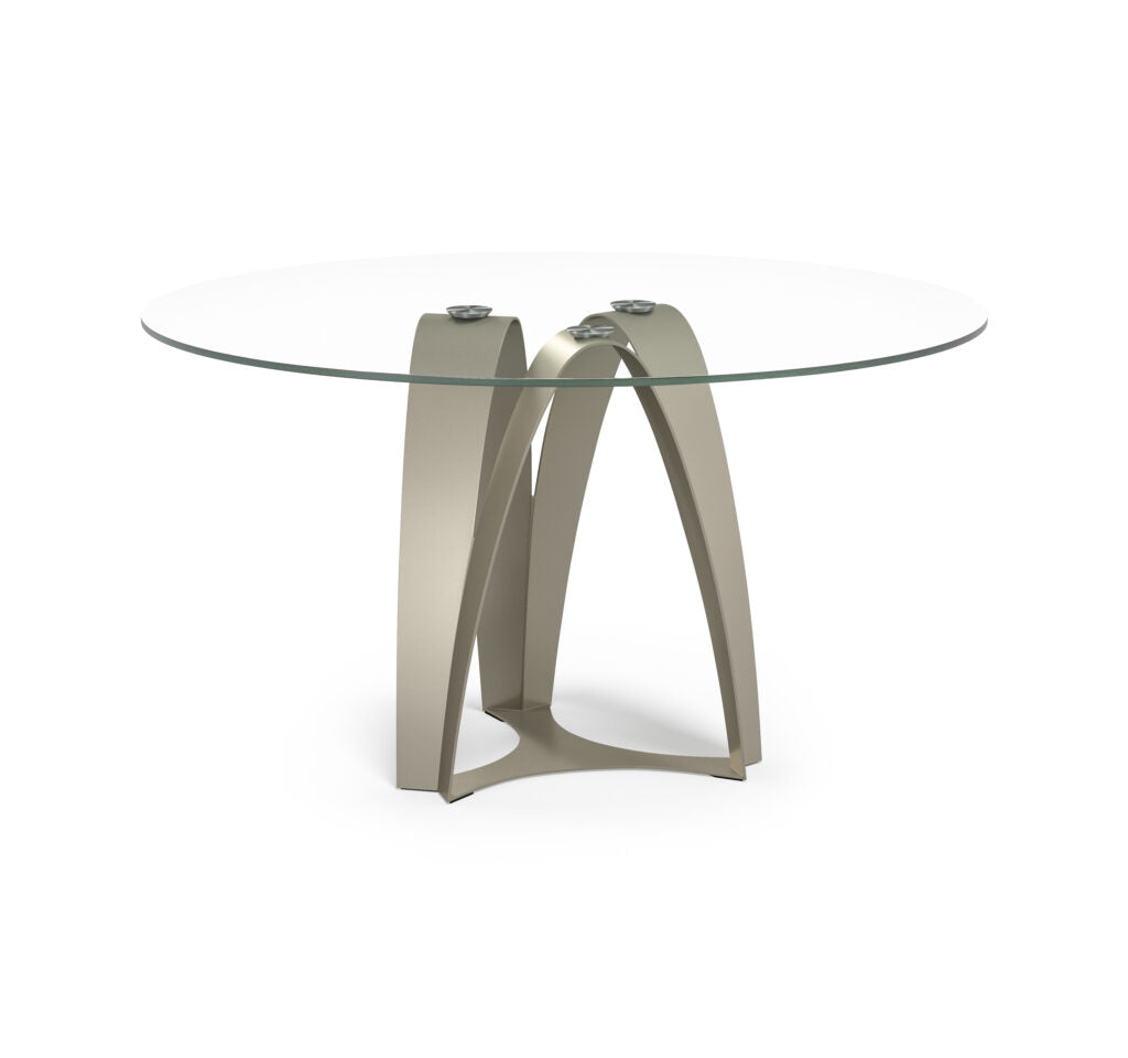 Elite Modern Duomo Round Dining Table with Glass Top