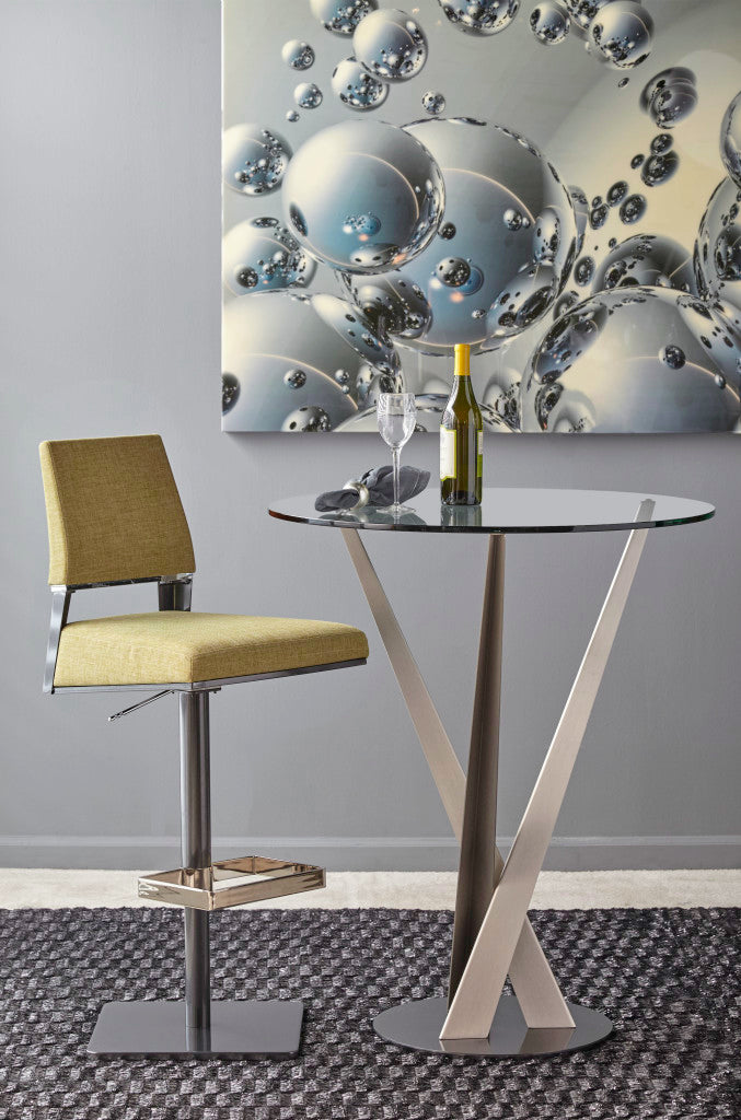 Elite Modern Crystal Pub Table with Champagne Coated Column