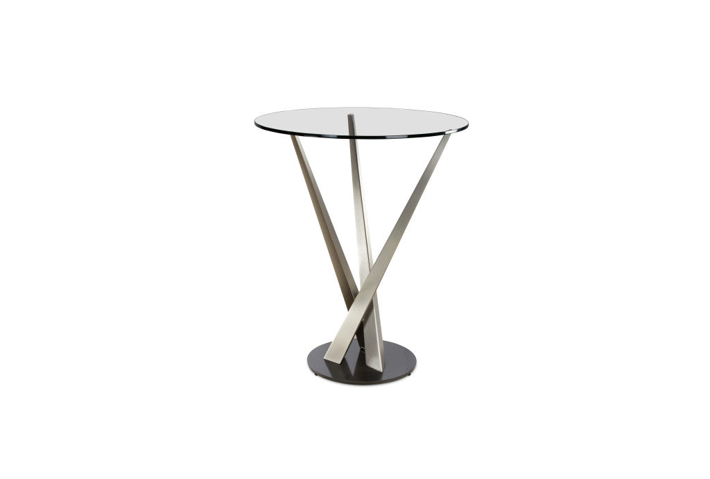 Elite Modern Crystal Pub Table with Champagne Coated Column