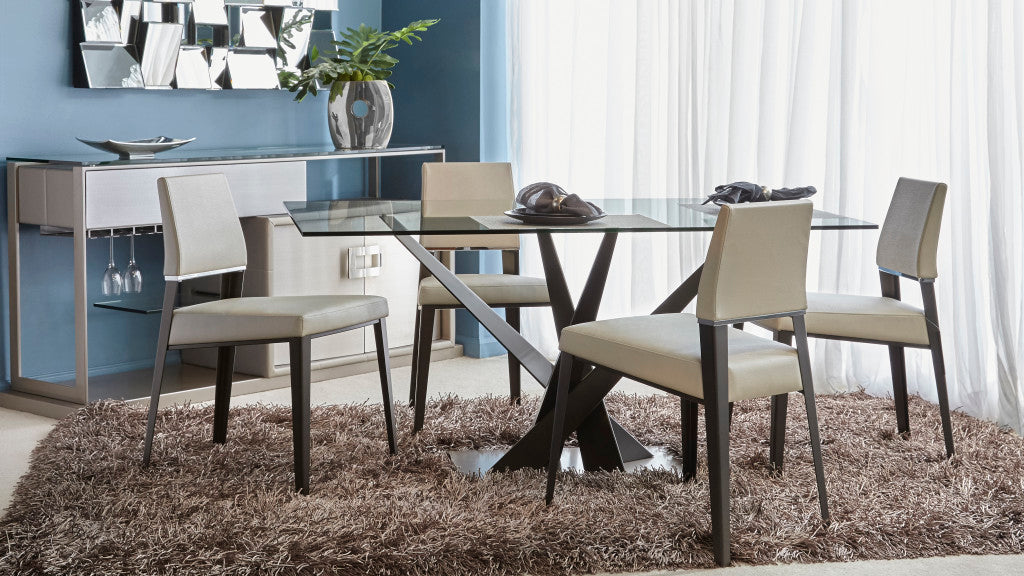 Elite Modern 74" Crystal Dining Table, Powder Plated Finish