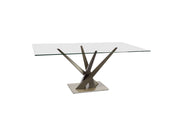 Elite Modern 60" Crystal Dining Table, Champagne Plated