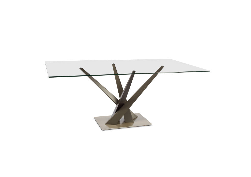 Elite Modern 74" Crystal Dining Table, Powder Plated Finish