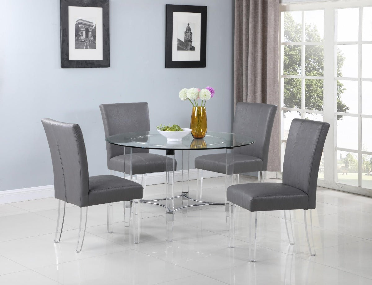 Chintaly Contemporary Round Glass Top Dining Table