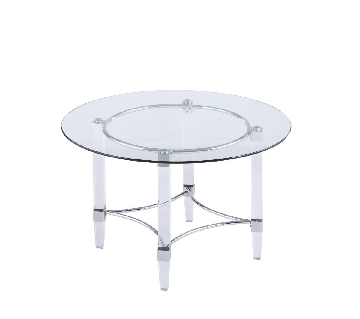 Chintaly 5 Piece Parson Contemporary Dining Set with Round Glass Dining Table & Parson Chairs