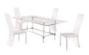 Chintaly Layla Contemporary Dining Set with Rectangular Glass Dining Table & Acrylic High-Back Side Chairs