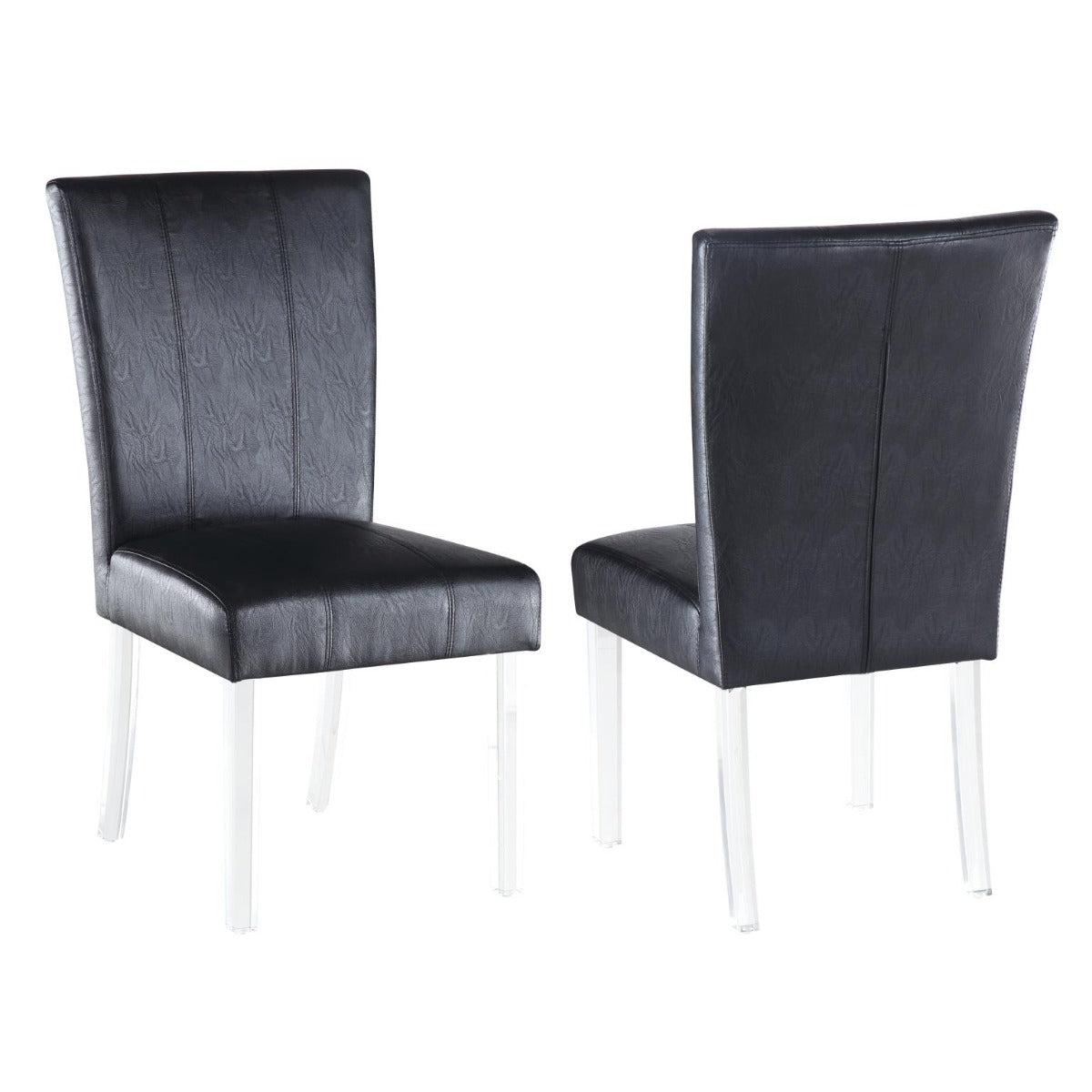 Chintaly 5 Piece Parson Contemporary Dining Set with Round Glass Dining Table & Parson Chairs