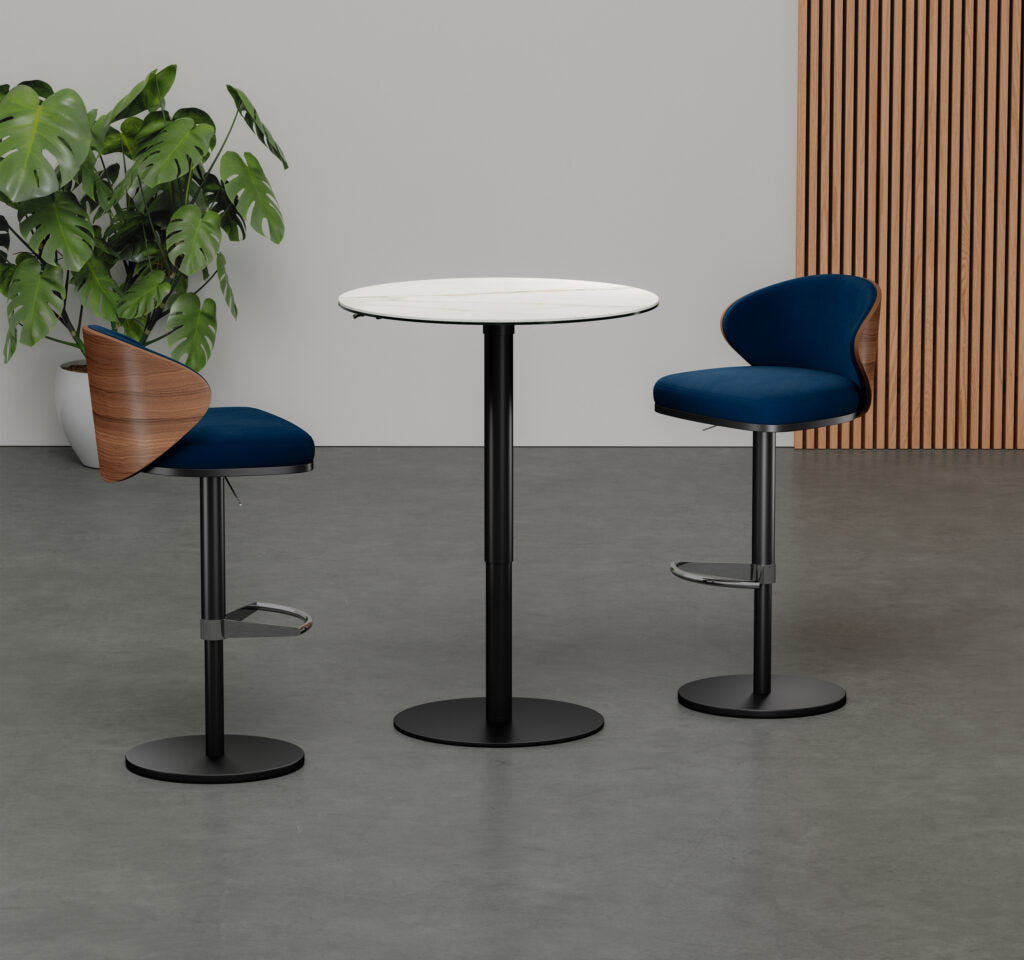 Elite Modern Seville Swivel Bar Stool with Wood Back