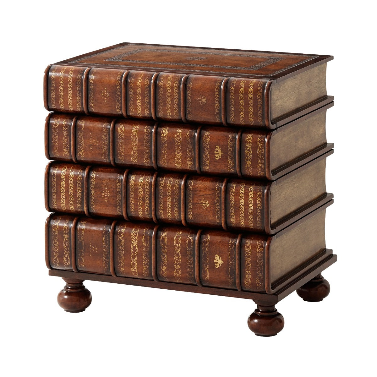 Theodore Alexander Hand Carved and Gilt Faux Book Nightstand