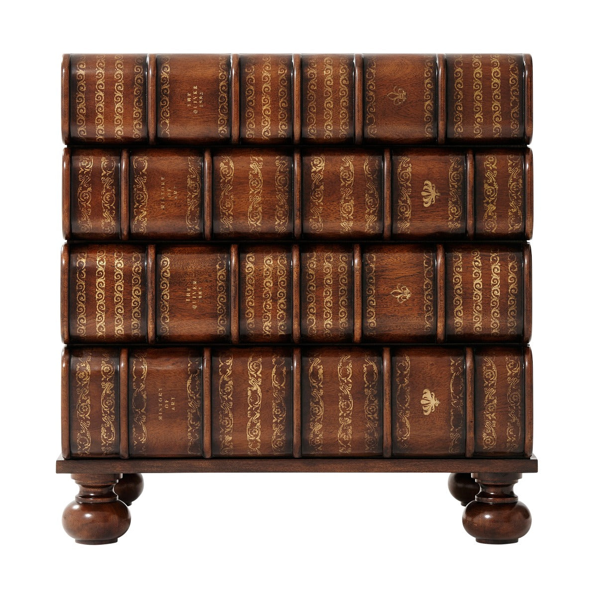 Theodore Alexander Hand Carved and Gilt Faux Book Nightstand