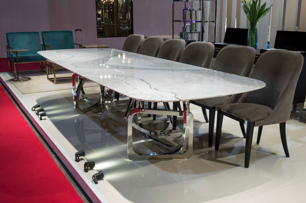 Stone International Tangle Dining Table with Thin Beveled Edge Top