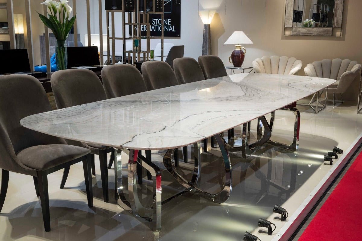 Stone International Tangle Dining Table with Thin Beveled Edge Top