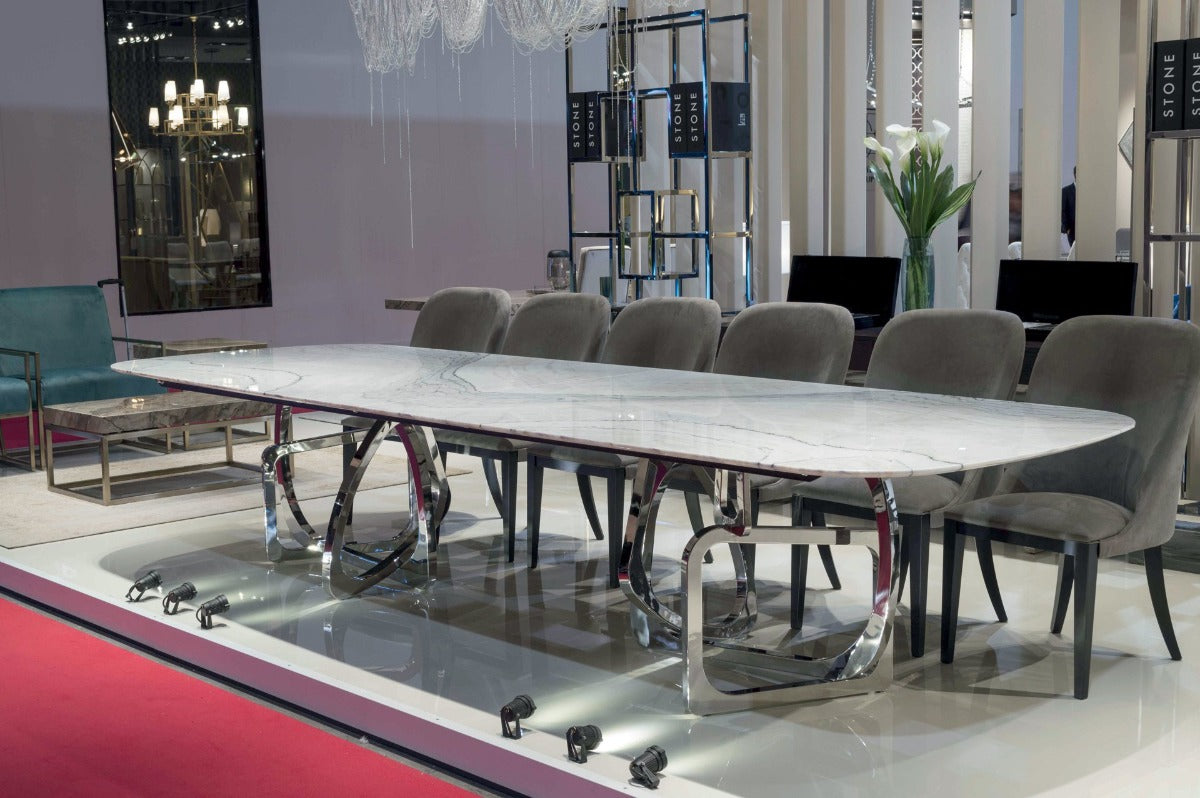 Stone International Tangle Dining Table with Thin Beveled Edge Top