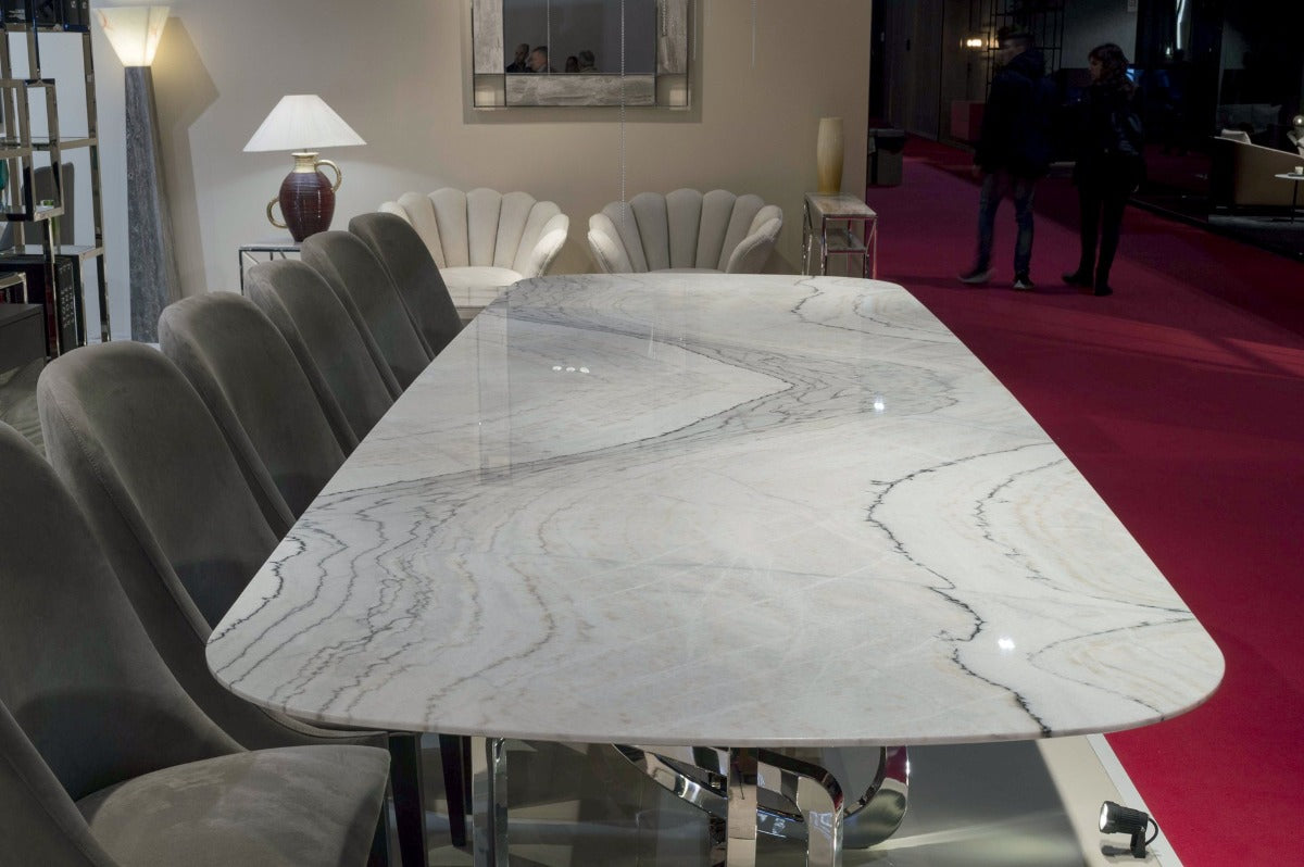 Stone International Tangle Dining Table with Thin Beveled Edge Top
