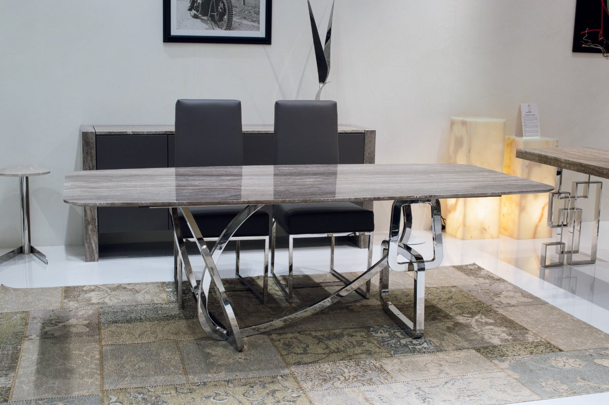 Stone International Tangle Dining Table with Thin Beveled Edge Top