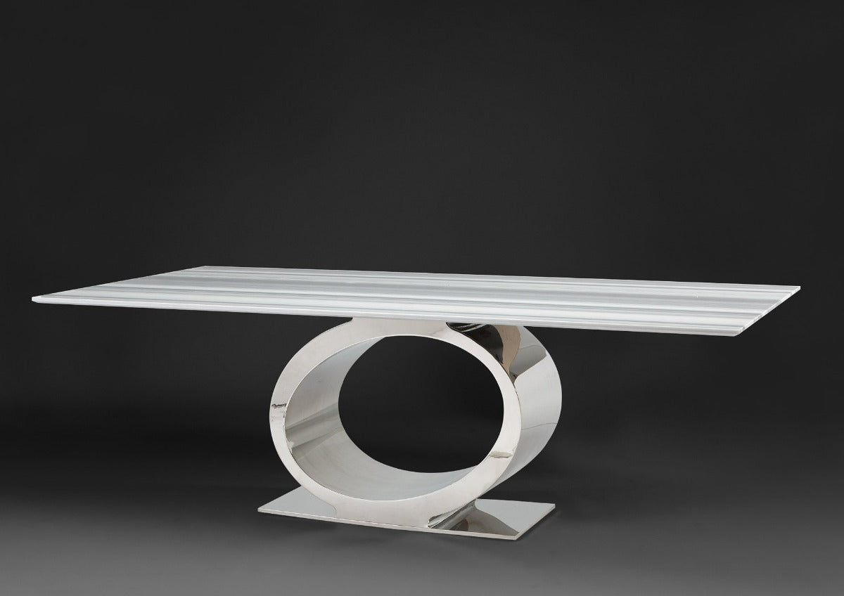 Stone International Eye Dining Table with Thin Beveled Edge Top