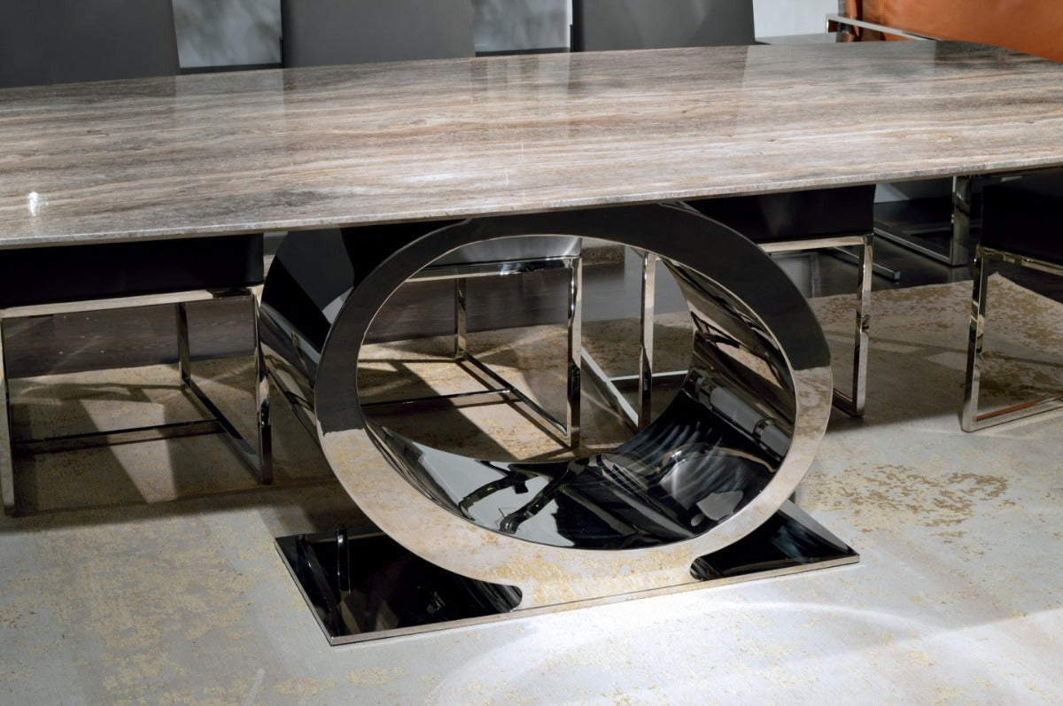 Stone International Eye Dining Table with Thin Beveled Edge Top