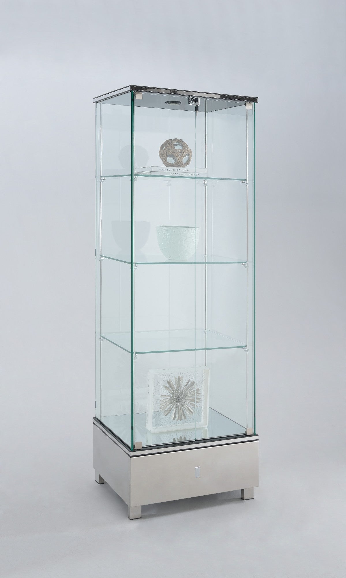 Chintaly 6628 Curio with Stainless Steel Base