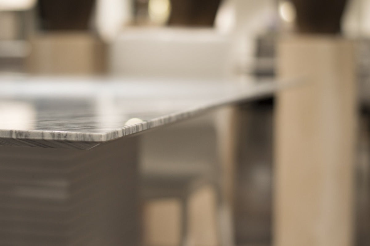 Stone International Espresso Dining Table with Thin Beveled Edge