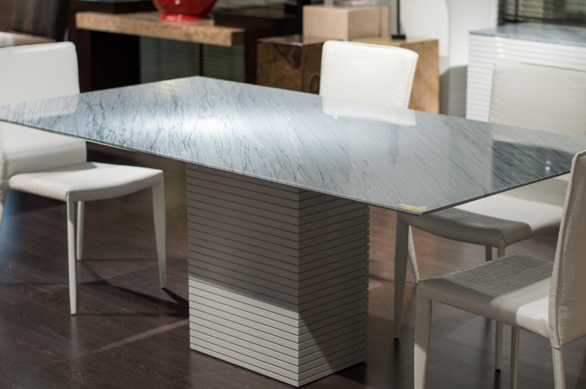 Stone International Espresso Dining Table with Thin Beveled Edge