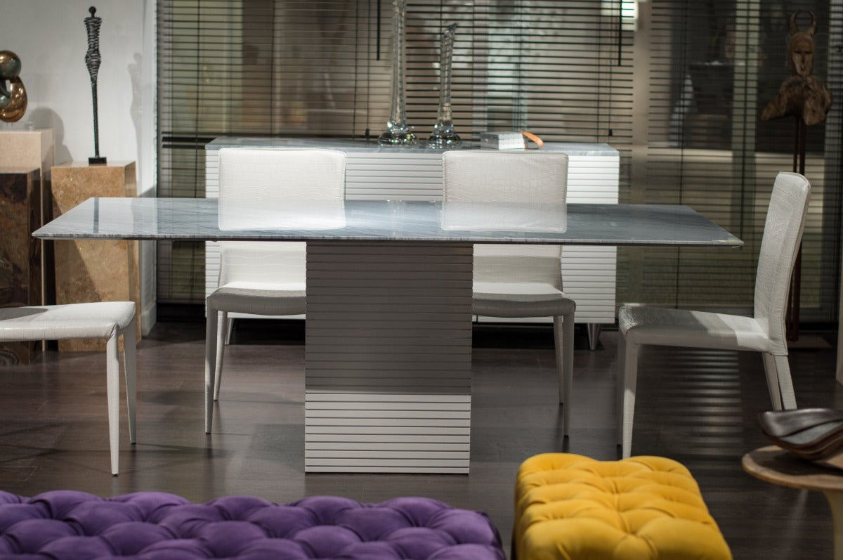 Stone International Espresso Dining Table with Thin Beveled Edge