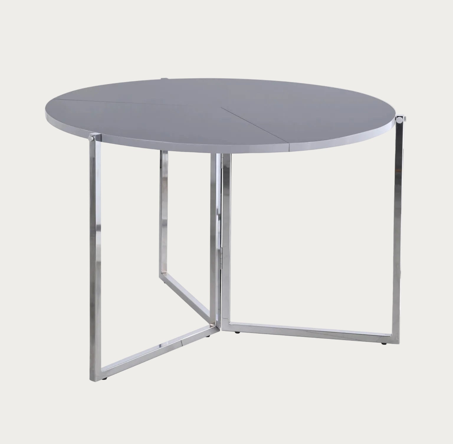 8389 Round Foldaway Dining Table, Gray Gloss