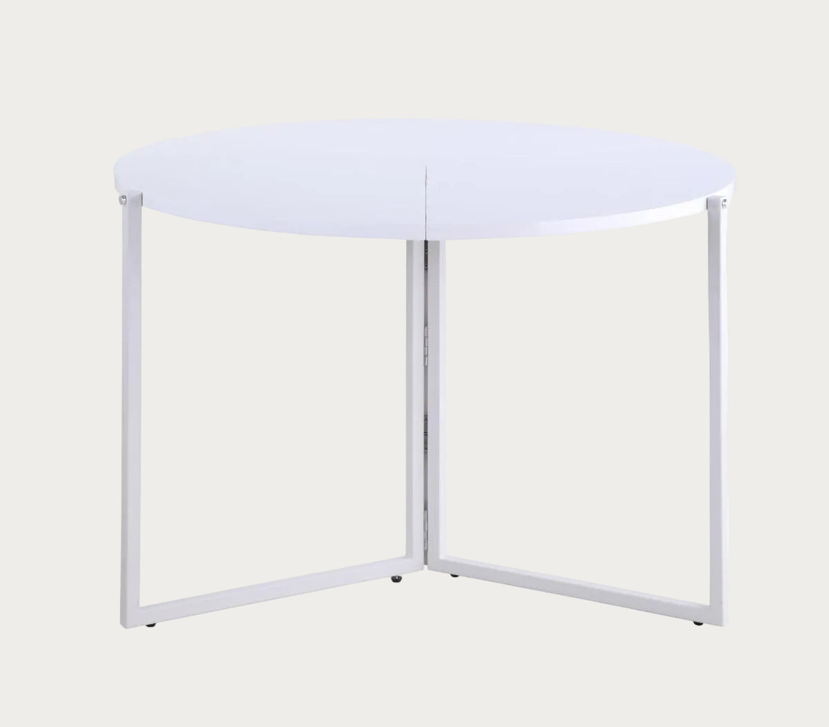 8389 white round table with a metal frame