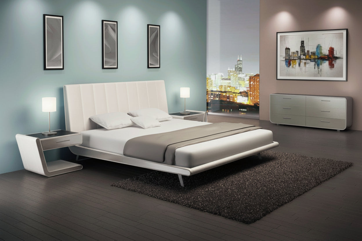 Elite Modern Zina Bed with Front Only Upholstered Headboard