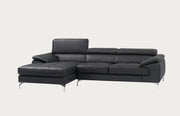 Black leather sectional sofa on a white background