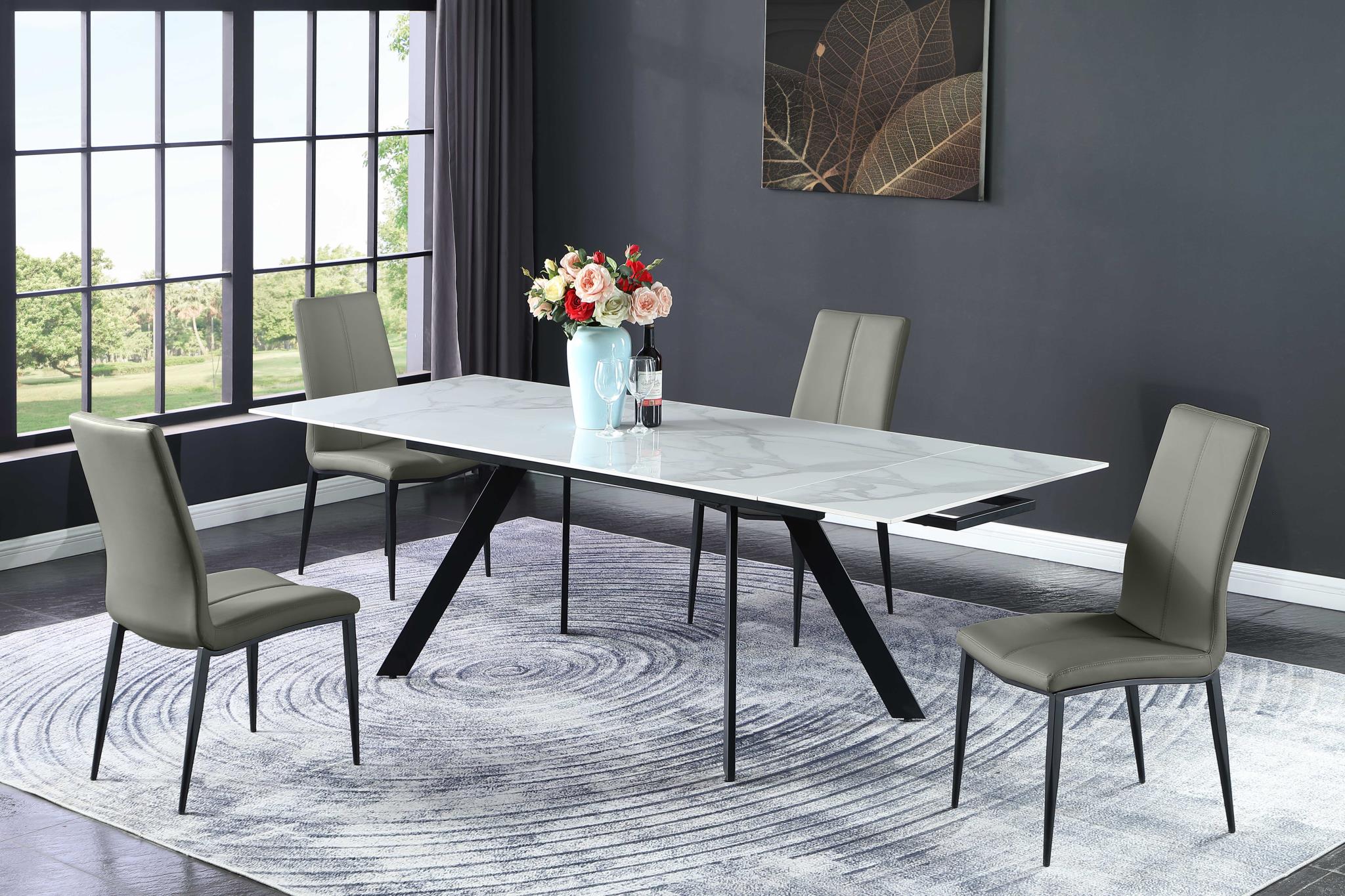 Alexandra 5-PC Dining Room Set with Four Grey Chairs