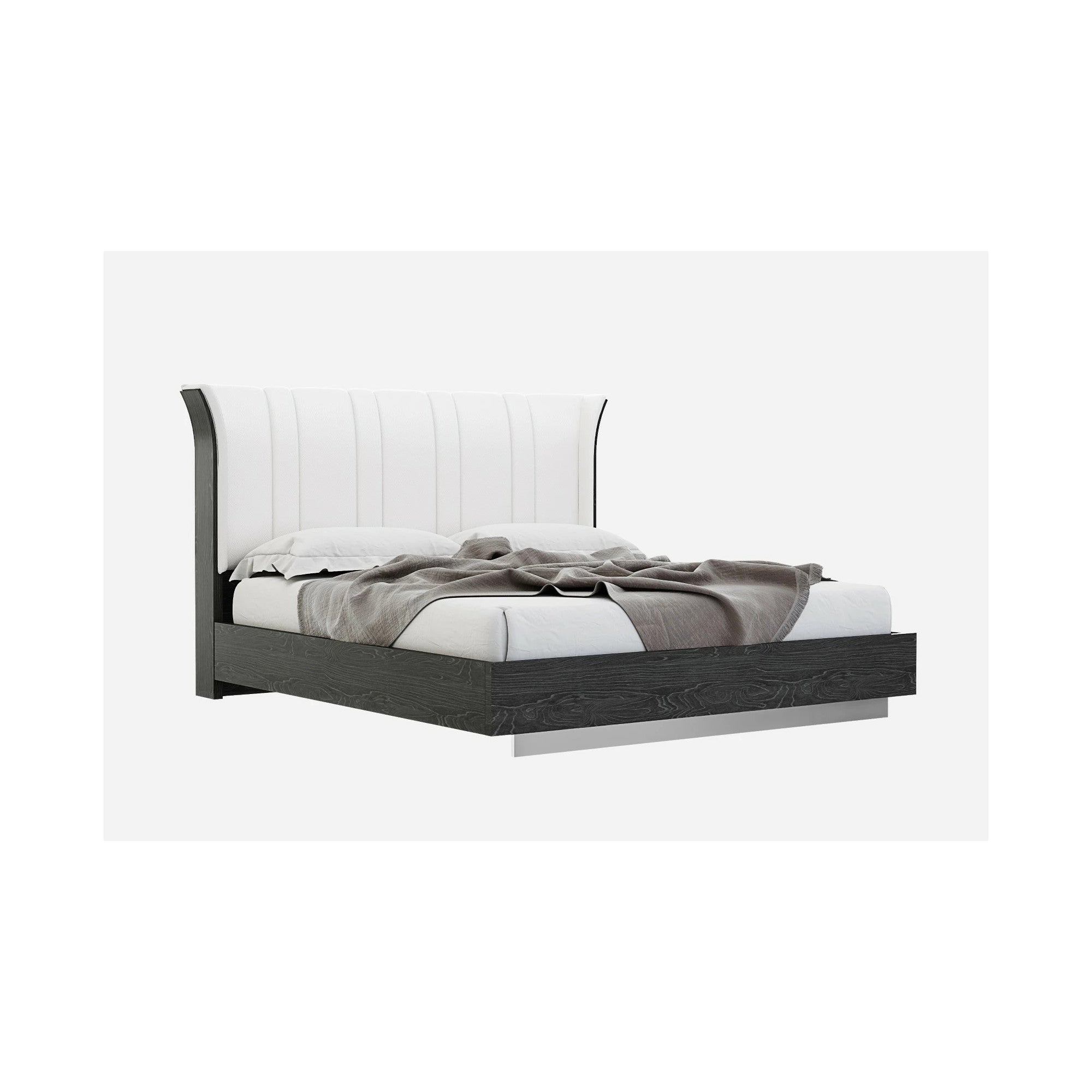 Ariana Bed with Upholstered Headboard, Grey | Creative Furniture