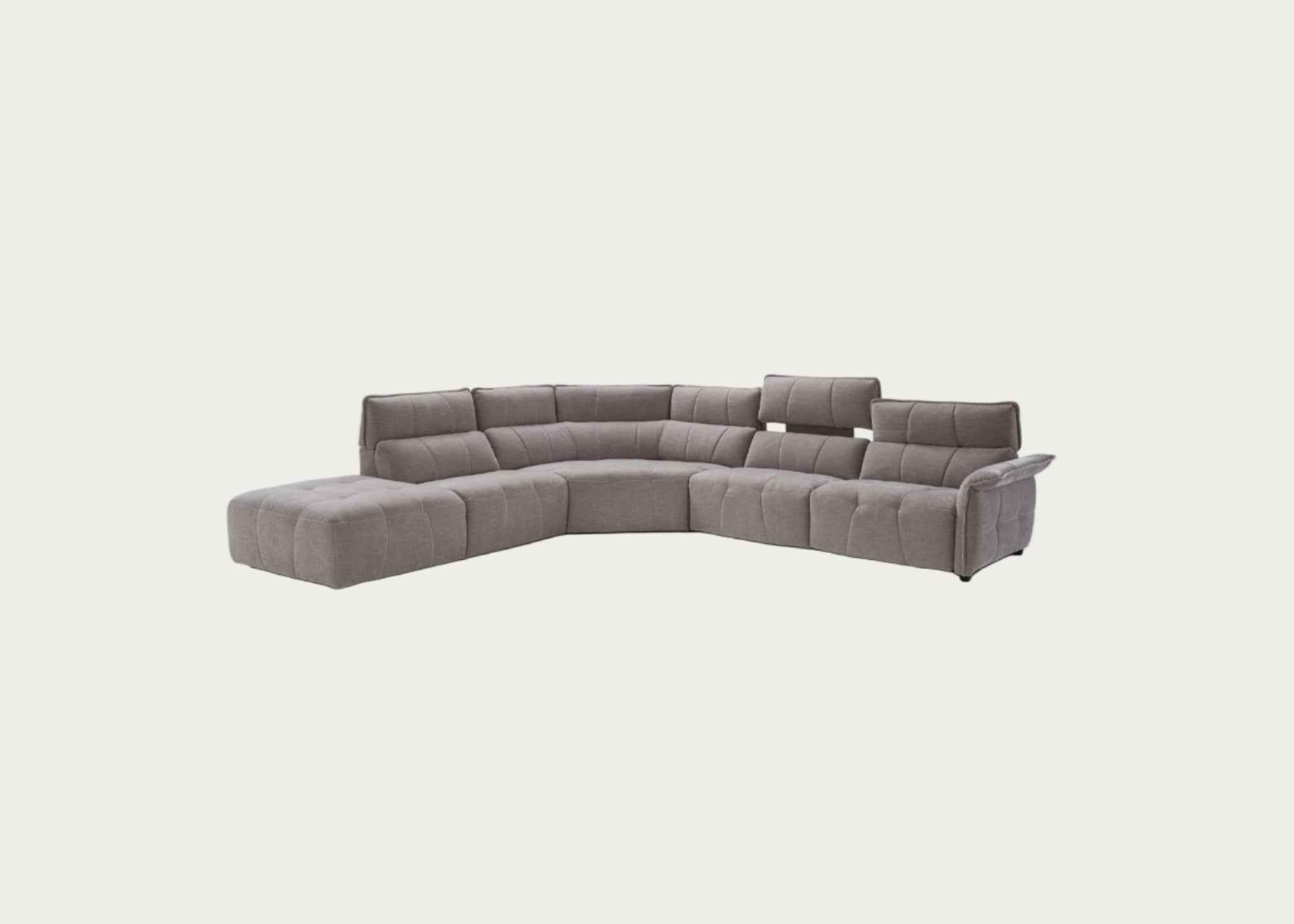 Borg Sectional with Recliners, Right Arm Facing, Light Grey Fabric | Creative Furniture